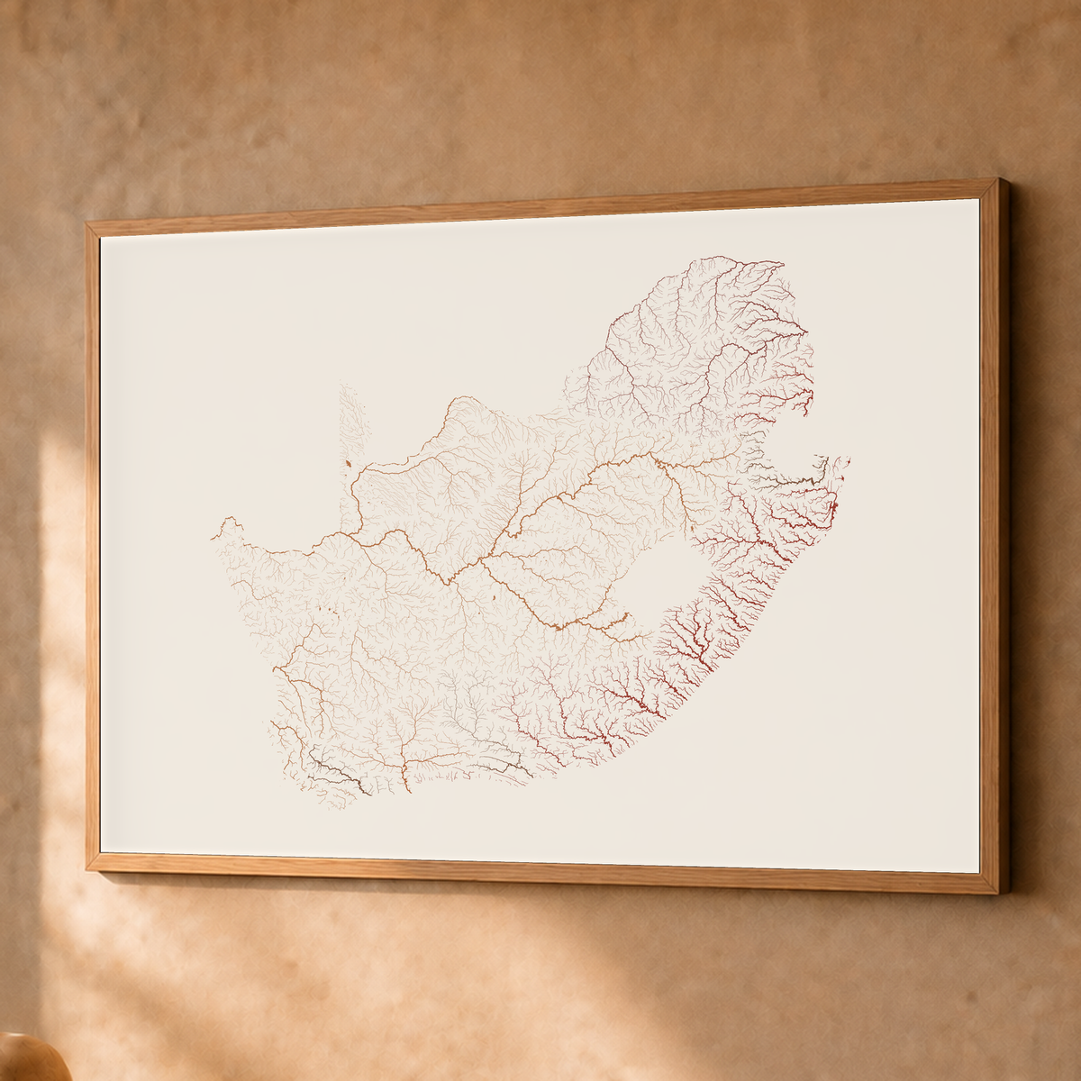 Beautiful Rivers — África do Sul — Terracota e areia, Fine art emoldurado · 60 × 80 cm, Natural · Sem margem