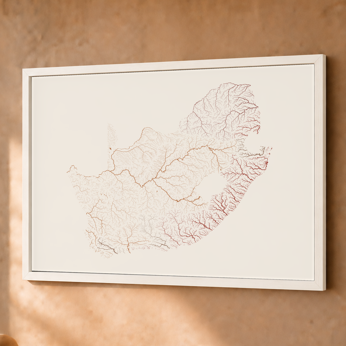 Beautiful Rivers — África do Sul — Terracota e areia, Fine art emoldurado · 60 × 80 cm, Branco · Sem margem
