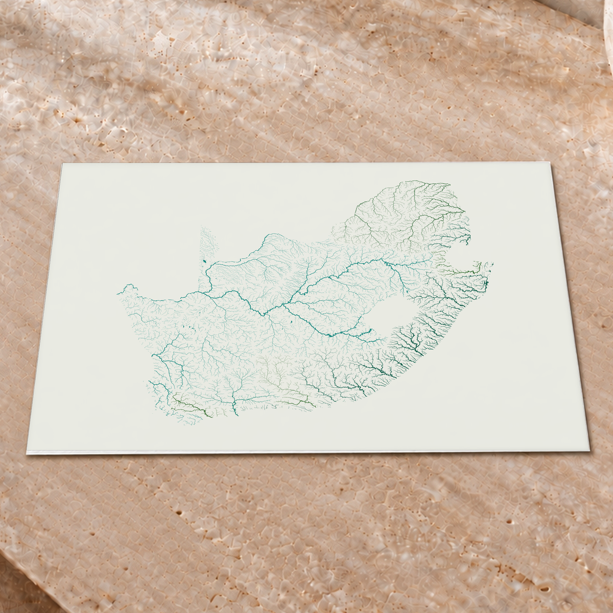 Beautiful Rivers — África do Sul — Verde jade e porcelana, Impressão fine art · 30 × 40 cm, Sem margem
